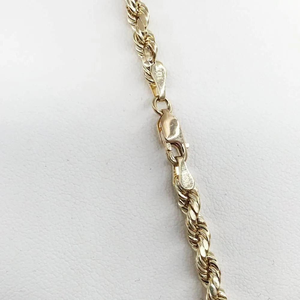 10K Yellow Gold Diamond Cut French Rope Chain Lightweight