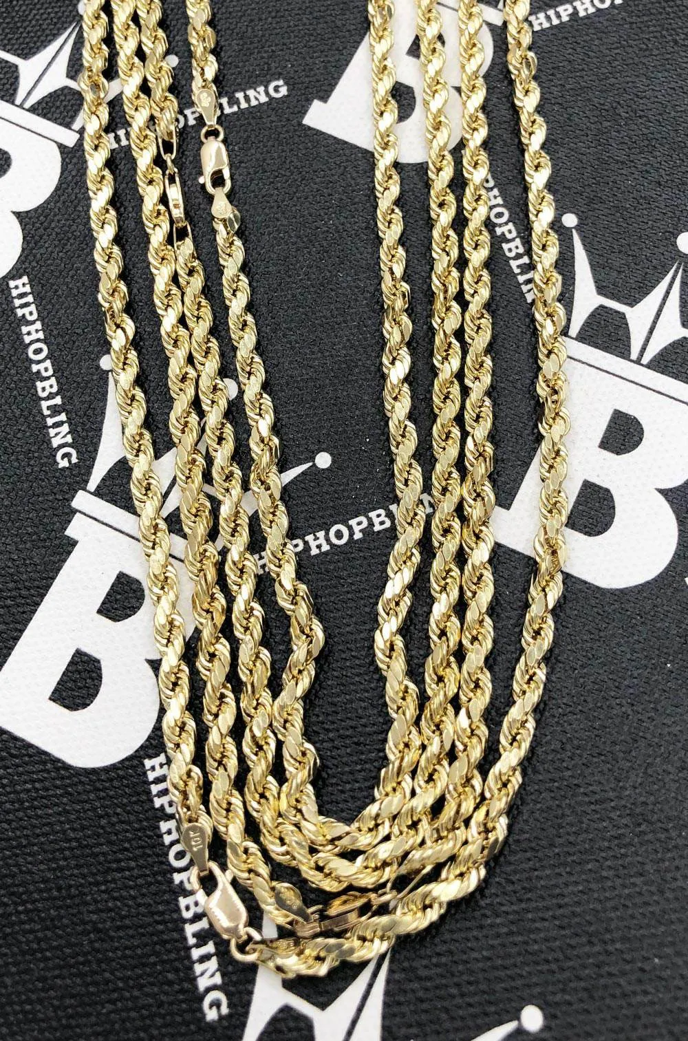 10K Yellow Gold Diamond Cut French Rope Chain Lightweight