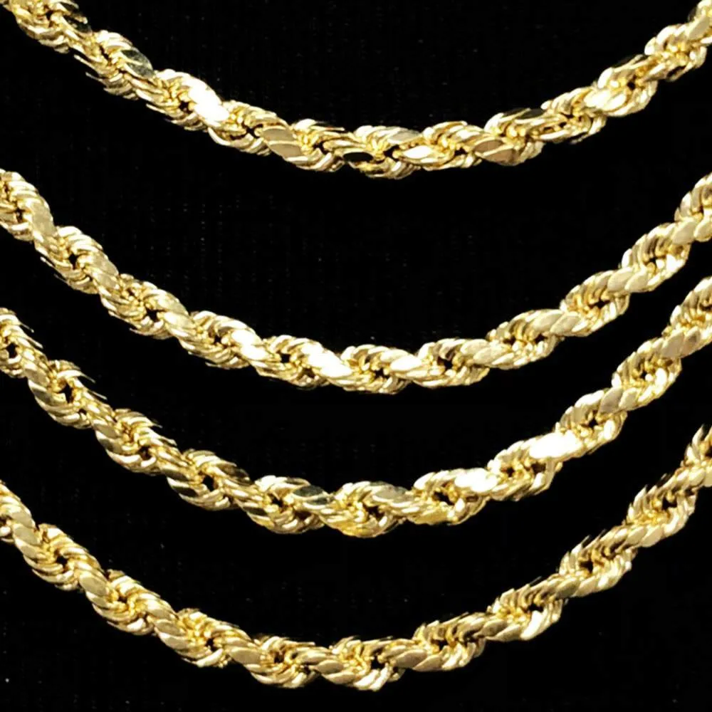 10K Yellow Gold Diamond Cut French Rope Chain Lightweight