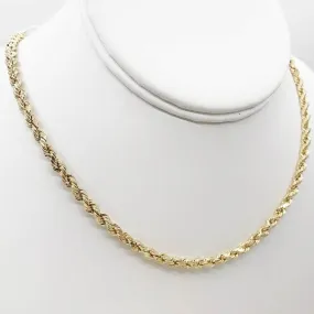 10K Yellow Gold Diamond Cut French Rope Chain Lightweight