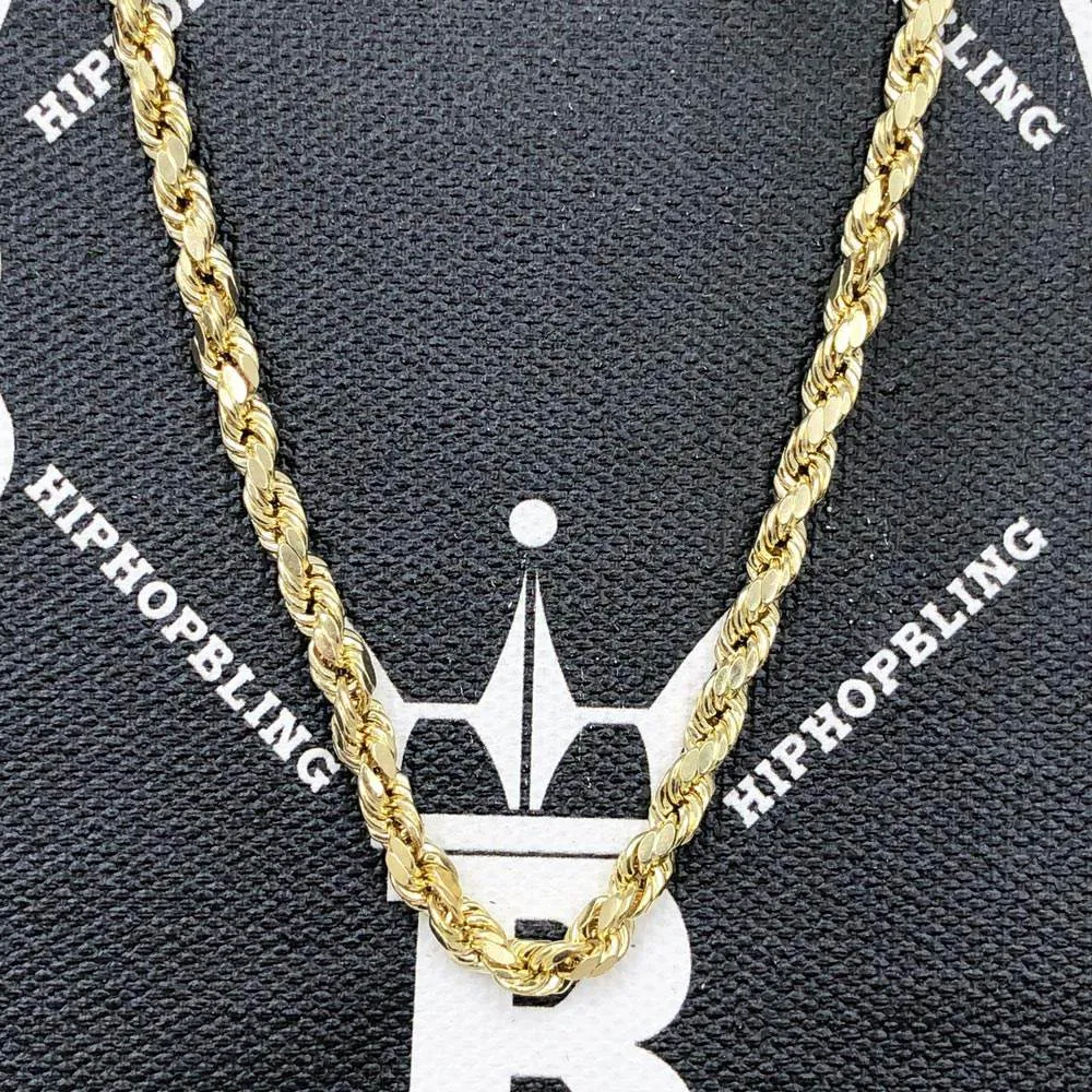 10K Yellow Gold Diamond Cut French Rope Chain Lightweight