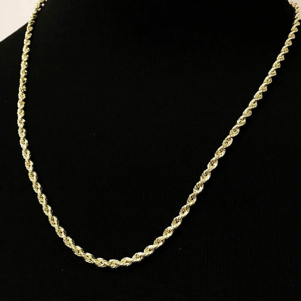 10K Yellow Gold Diamond Cut French Rope Chain Lightweight