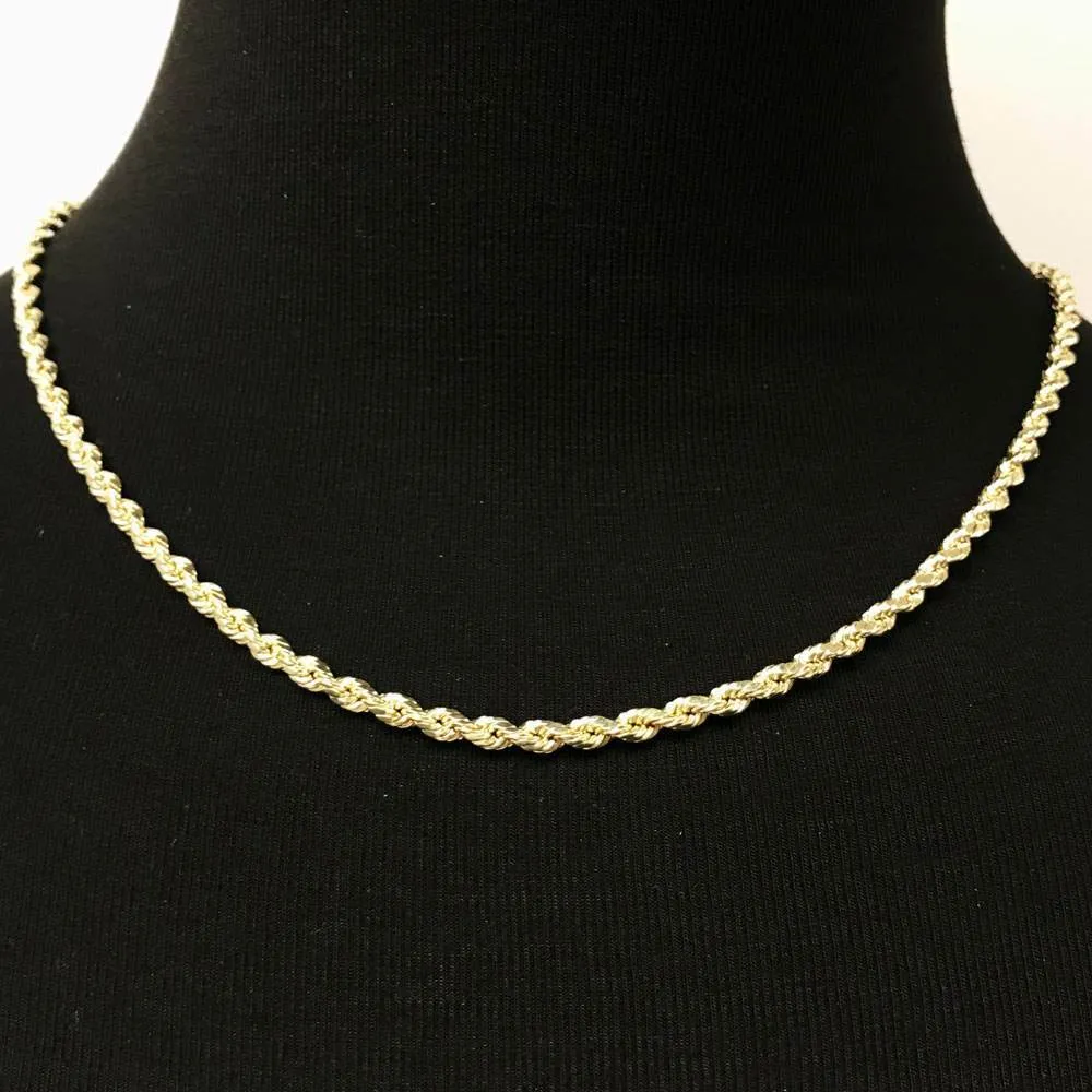 10K Yellow Gold Diamond Cut French Rope Chain Lightweight