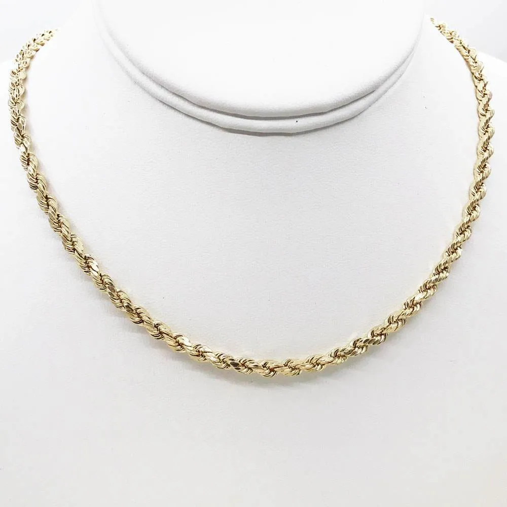 10K Yellow Gold Diamond Cut French Rope Chain Lightweight