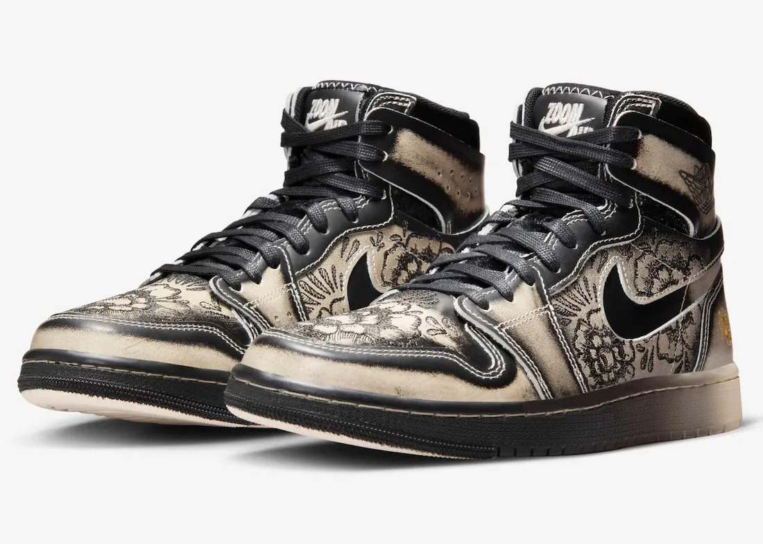 Air Jordan 1 High Zoom Air CMFT 2 Dia De Muertos Black Pale Ivory FQ8155-010