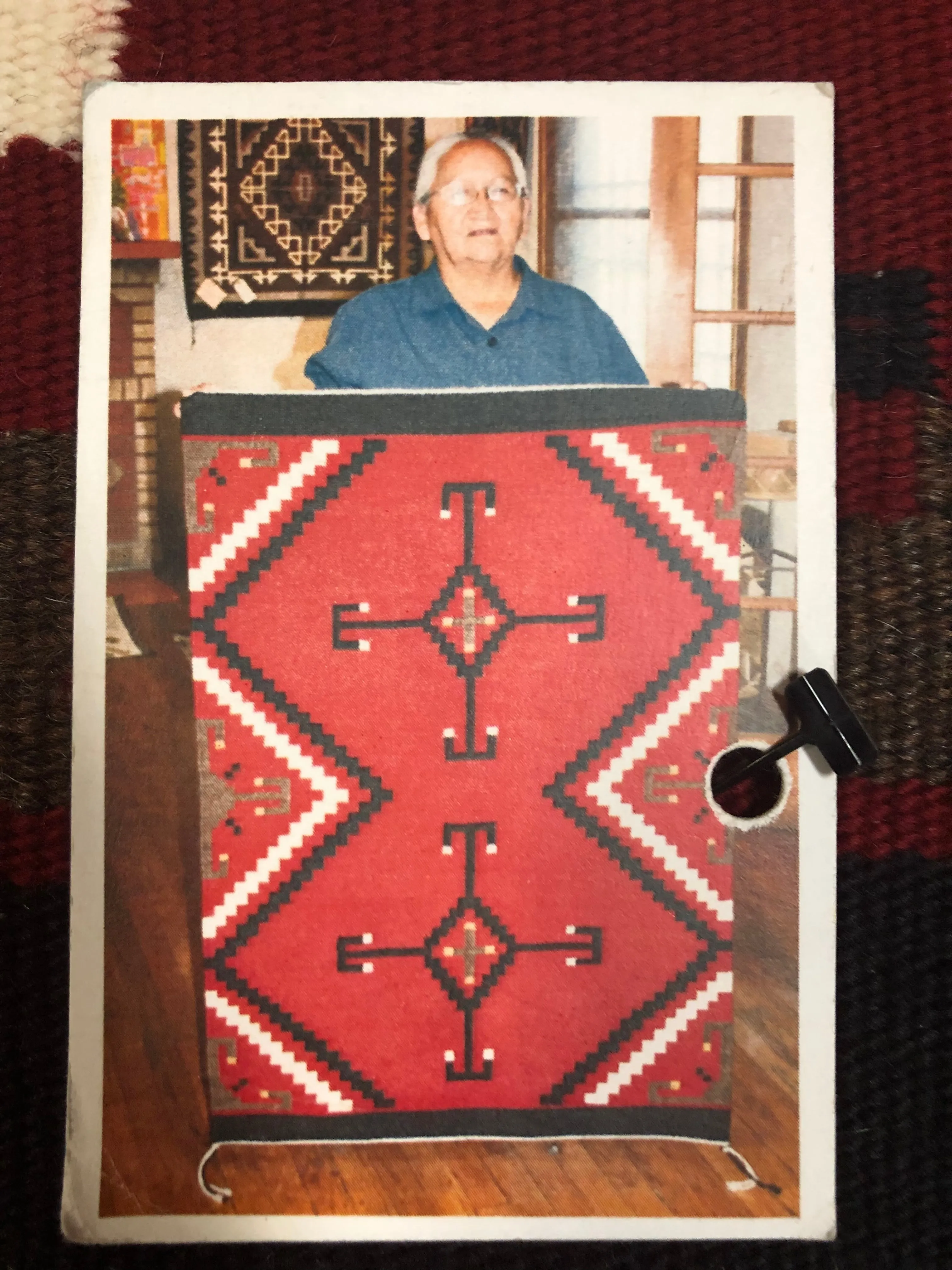 Authentic Navajo Handwoven wool rug by Nellie Dean.  46” x 32”