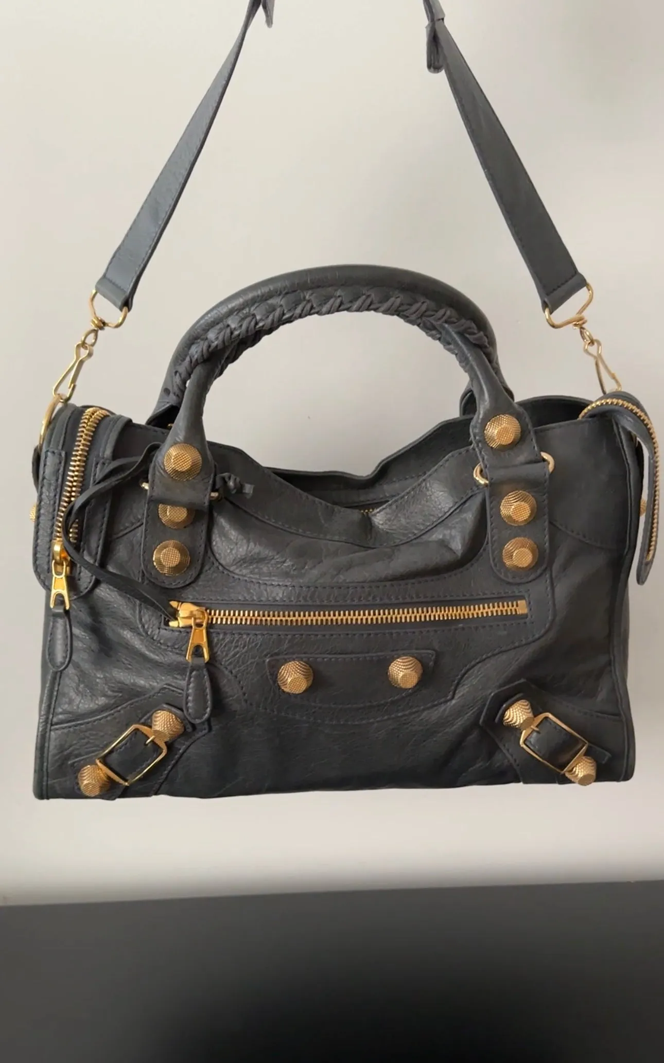 Balenciaga Anthracite Grey Giant 21 Goldtone City Bag