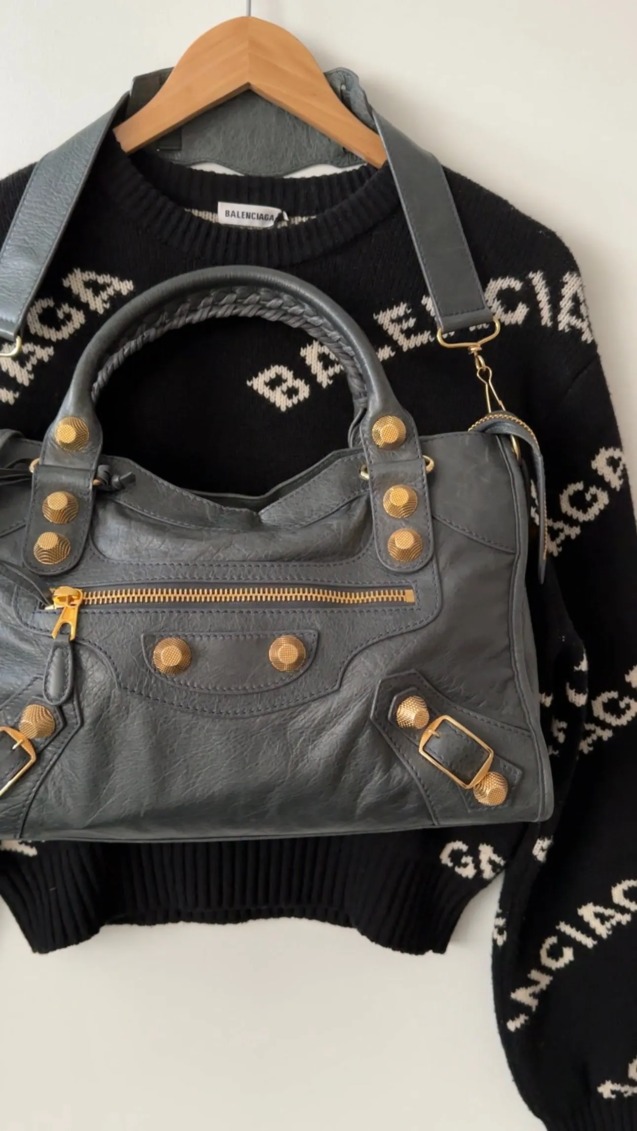 Balenciaga Anthracite Grey Giant 21 Goldtone City Bag