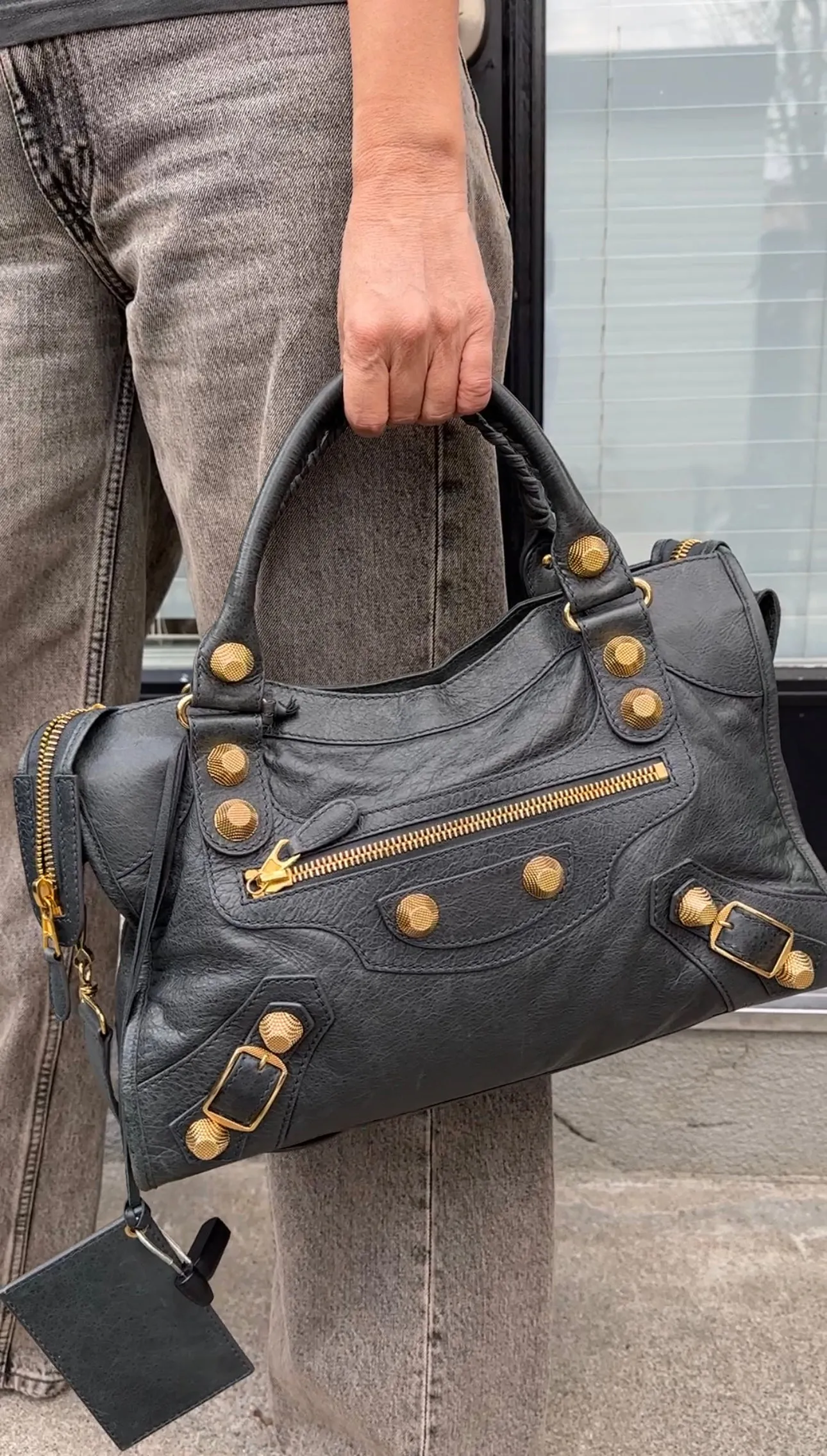 Balenciaga Anthracite Grey Giant 21 Goldtone City Bag