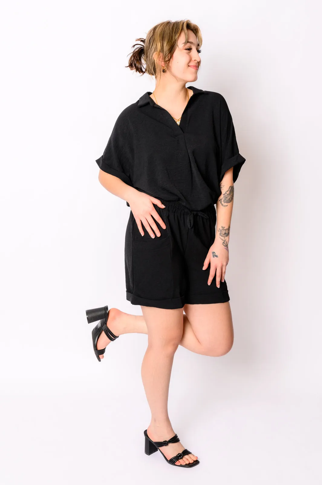 Black Dolman Sleeve Top