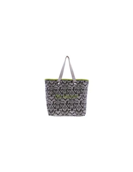 bolsa playa don algodon  estampado etnico beige/negro