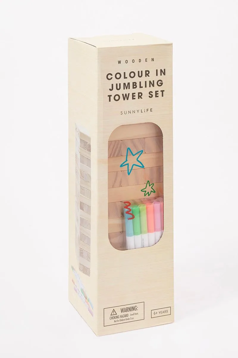 Colour-In Jumbling Tower Set Majorelle