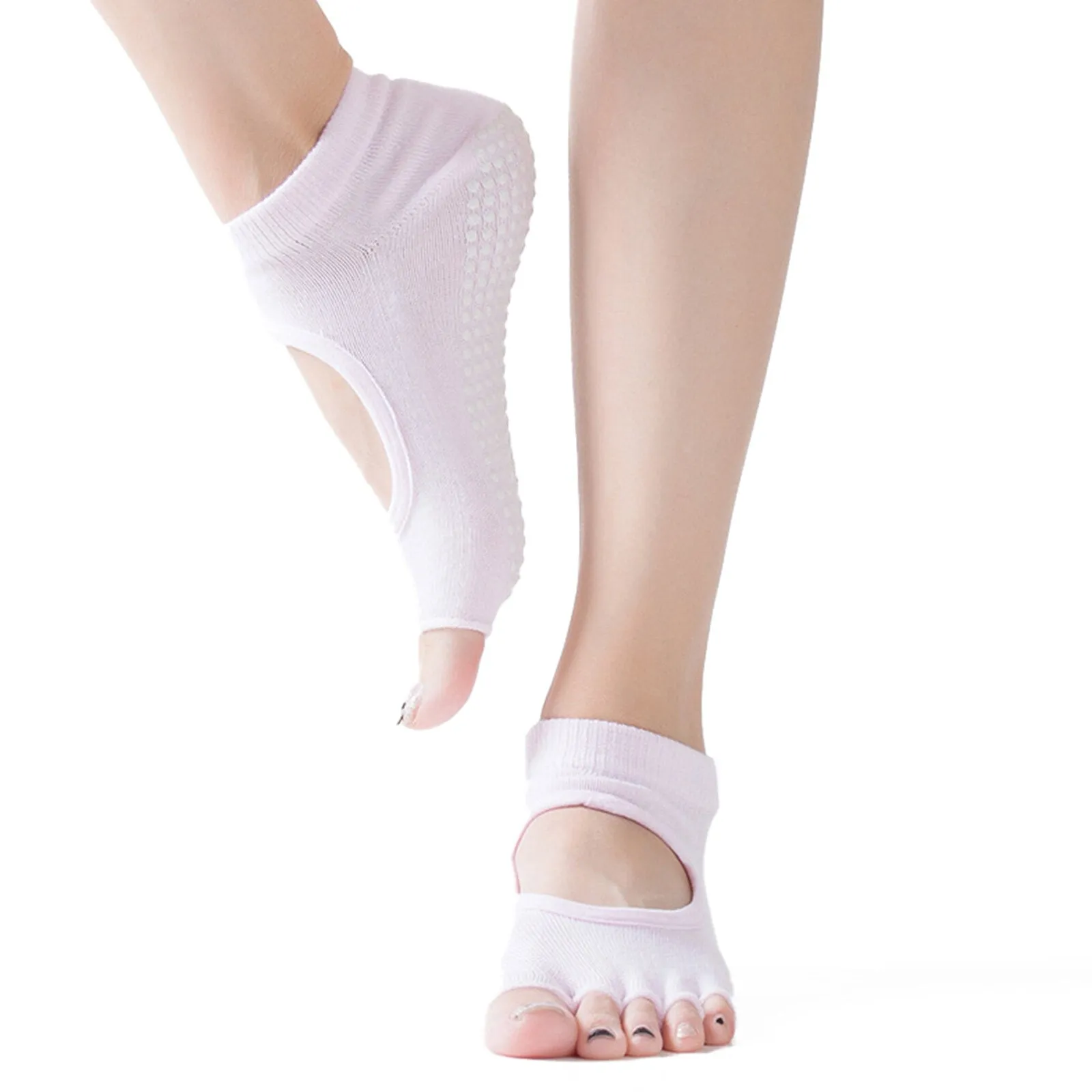 Cotton Yoga Socks for Women - Breathable, Sweat Absorbing, Backless, Open Toe