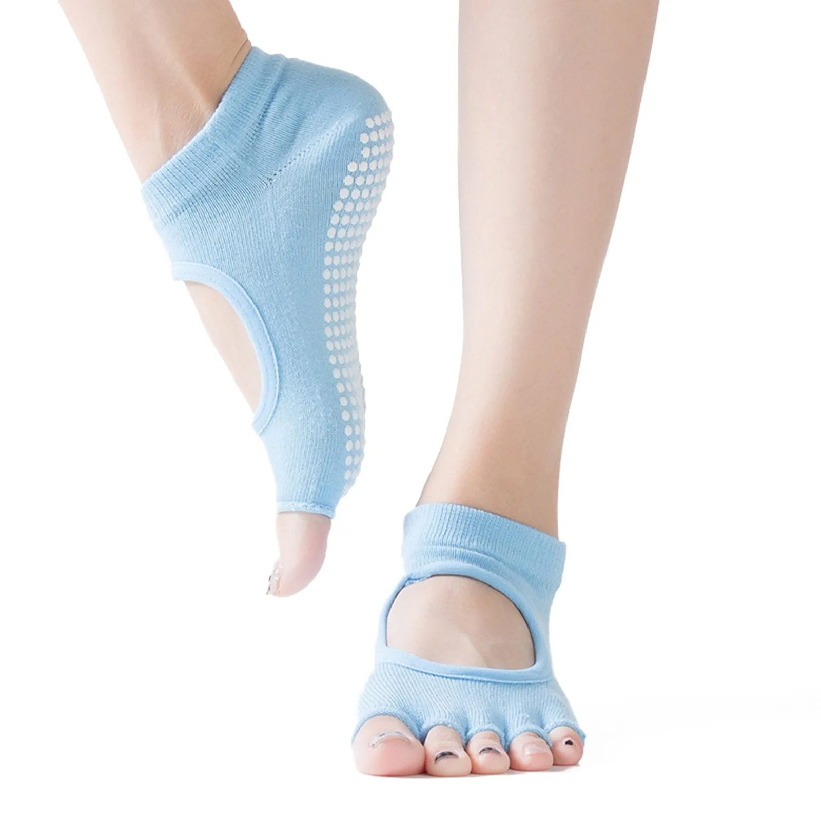 Cotton Yoga Socks for Women - Breathable, Sweat Absorbing, Backless, Open Toe