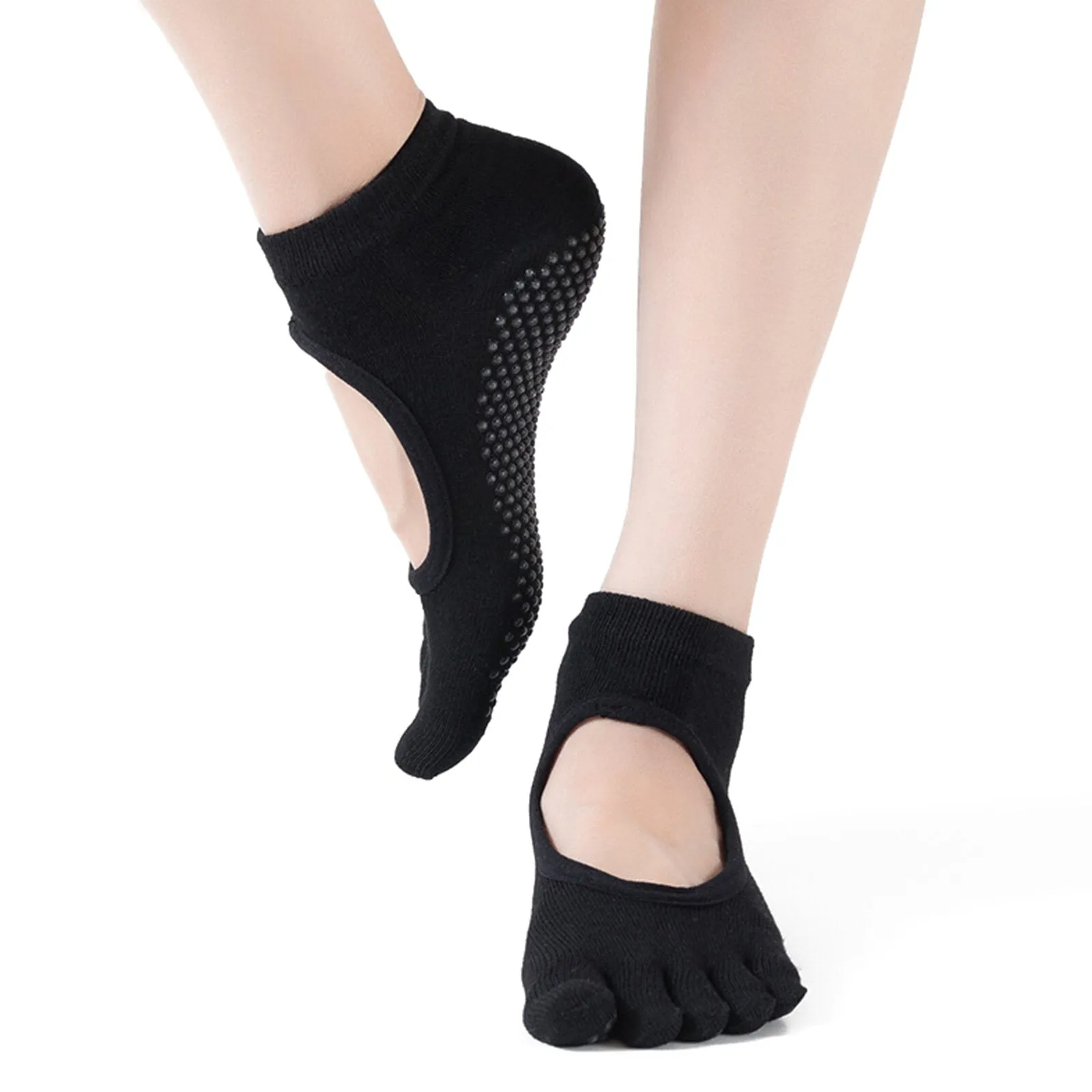 Cotton Yoga Socks for Women - Breathable, Sweat Absorbing, Backless, Open Toe