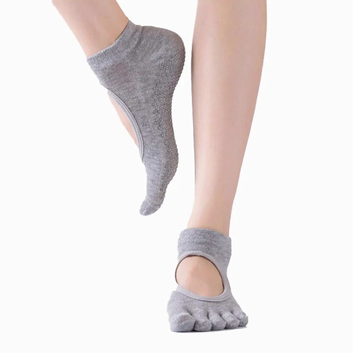 Cotton Yoga Socks for Women - Breathable, Sweat Absorbing, Backless, Open Toe