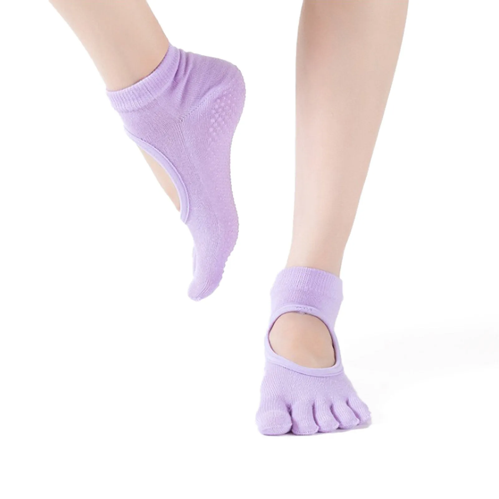 Cotton Yoga Socks for Women - Breathable, Sweat Absorbing, Backless, Open Toe