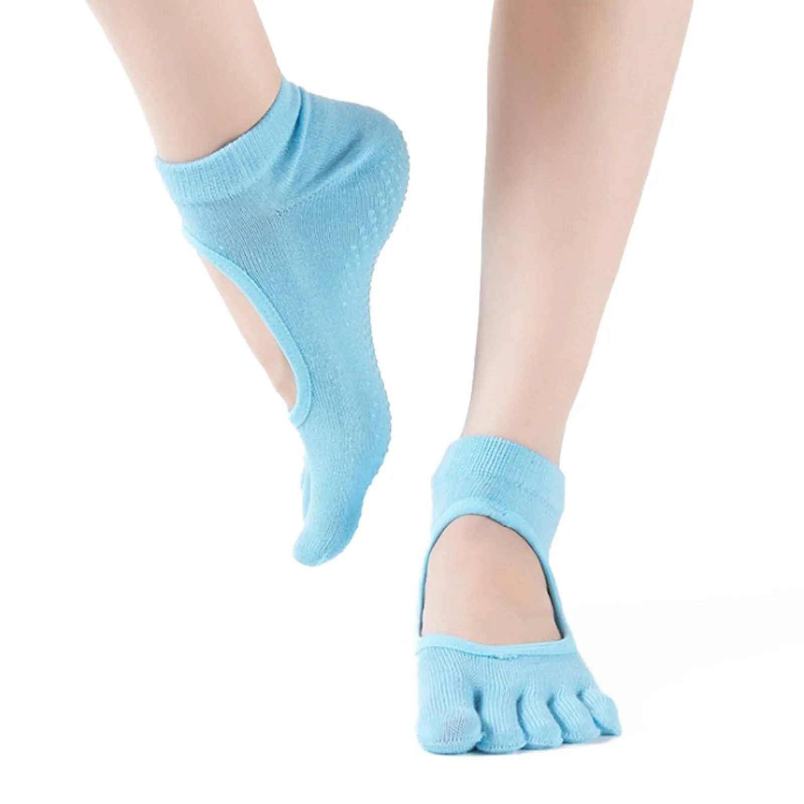 Cotton Yoga Socks for Women - Breathable, Sweat Absorbing, Backless, Open Toe