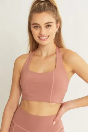 Crop Halter Top with Back Detail - Activewear