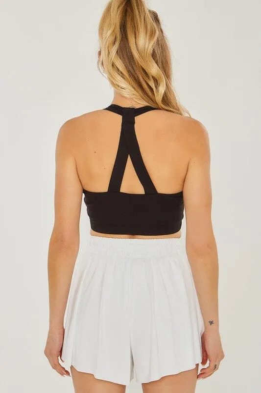 Crop Halter Top with Back Detail - Activewear