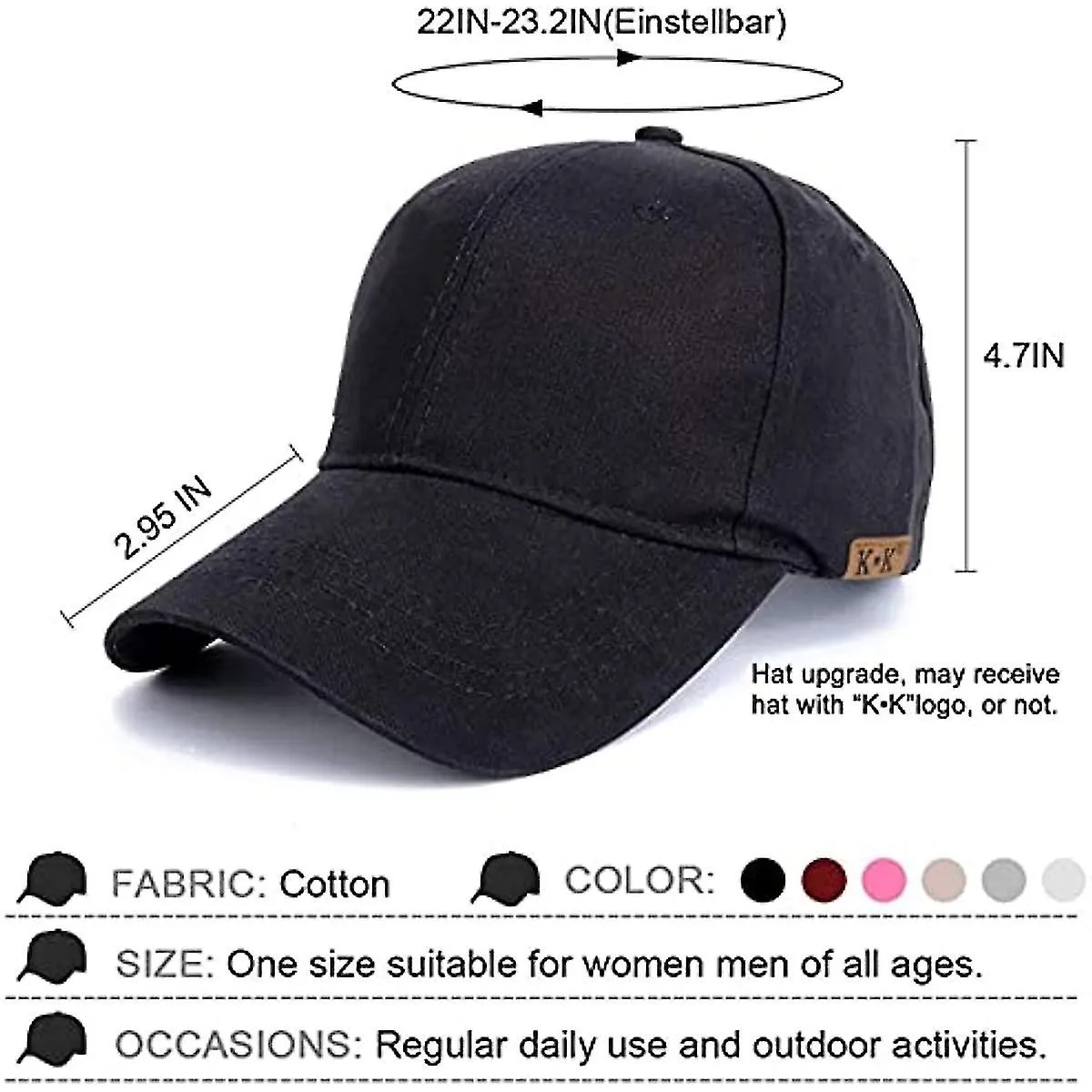 Direct Ponytail Baseball Cap - Mesh Cap Classic Plain Hat