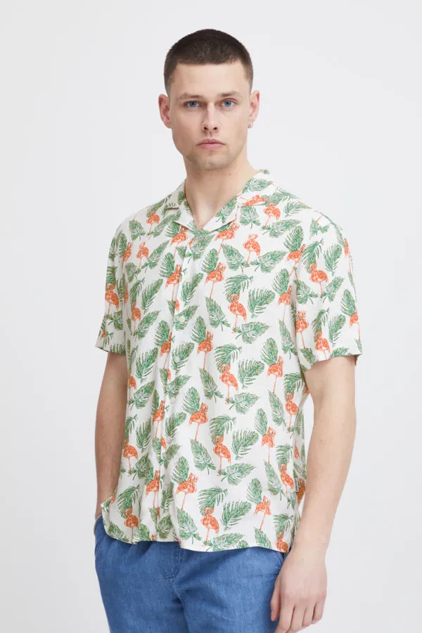 FLAMINGO PRINT SHORT SLEEVE SHIRT