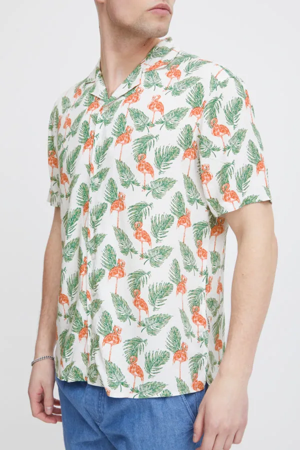 FLAMINGO PRINT SHORT SLEEVE SHIRT