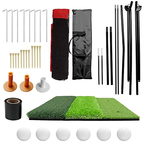 Golf Hitting Net Bundle - 10 Foot Net with 25x25 Hitting Golf Mat