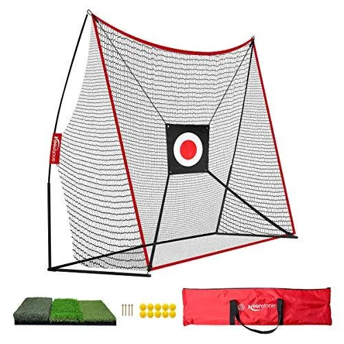 Golf Practice Net with Tri Turf Hitting Mat - Golf Driving Net & Mat