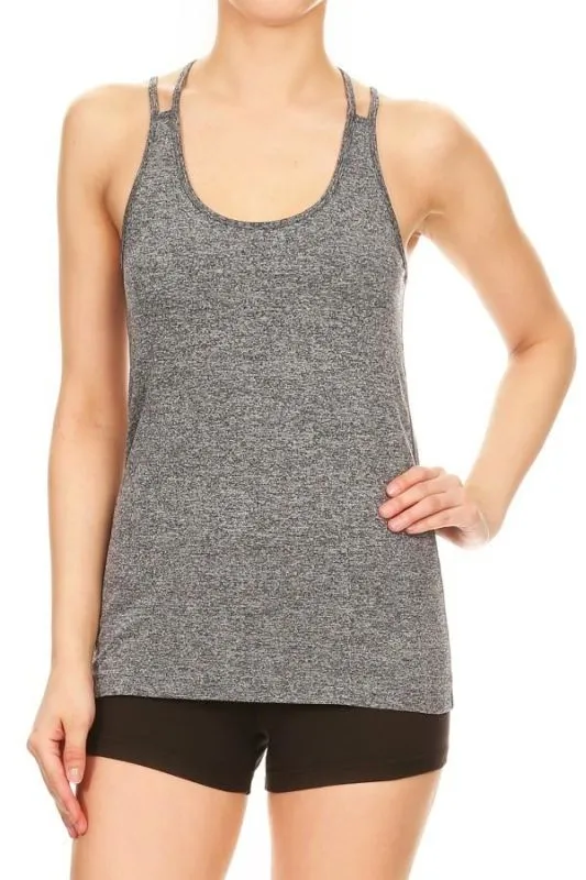 Grey Activewear Tank, Scoop Neck, Fitness Tank, Workout Tank, Athletic Tank, Grey Tank Top