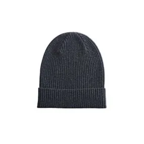 Grey Anthracite Melange Wool Beanie Hat - BENNETH