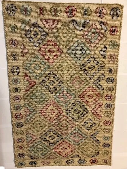 Handwoven flatweave with loops wool rug, one sided  #24770  use code SAVE50 at checkout to get 50% off.