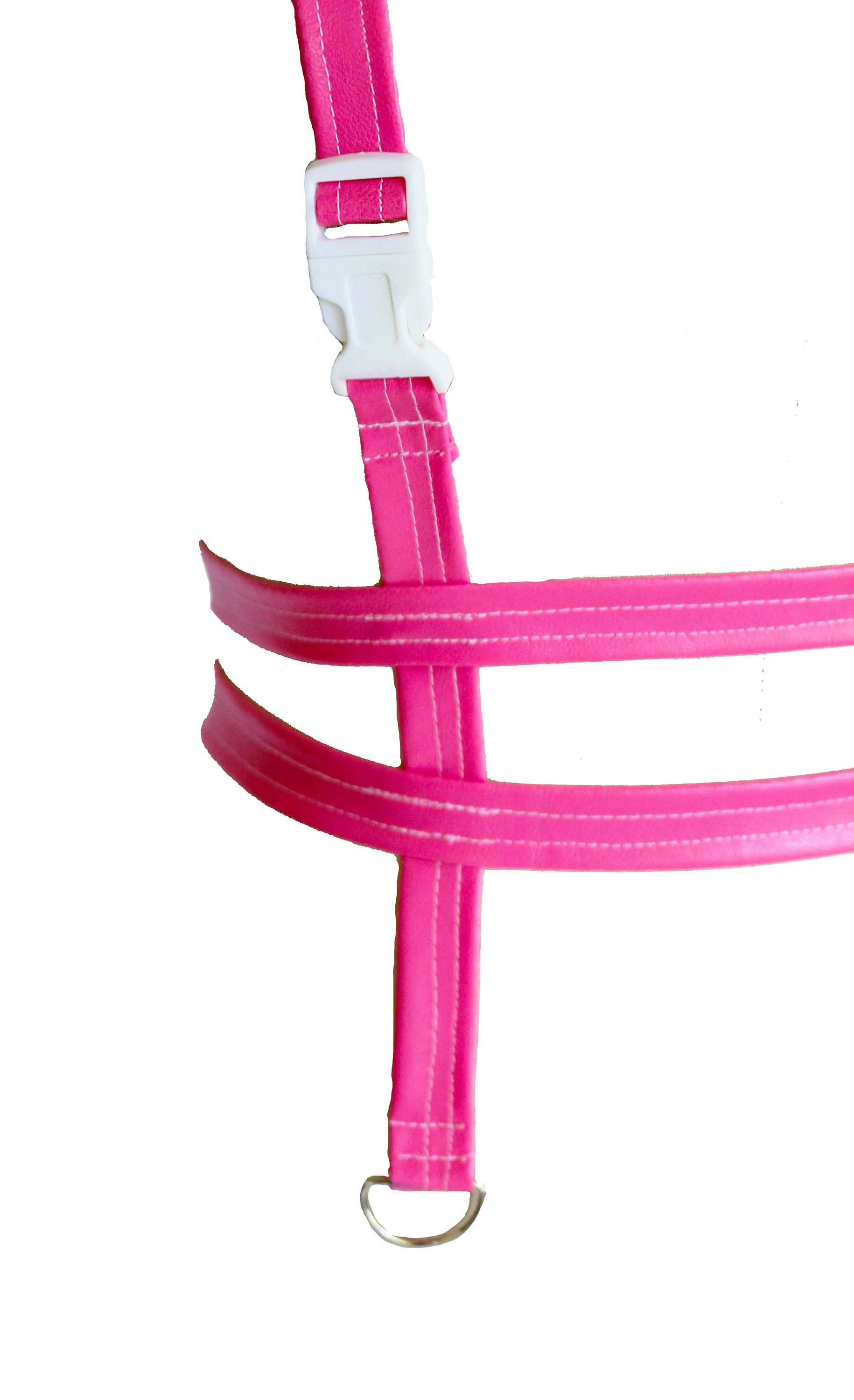 Hot pink vegan leatherette chest harness bra