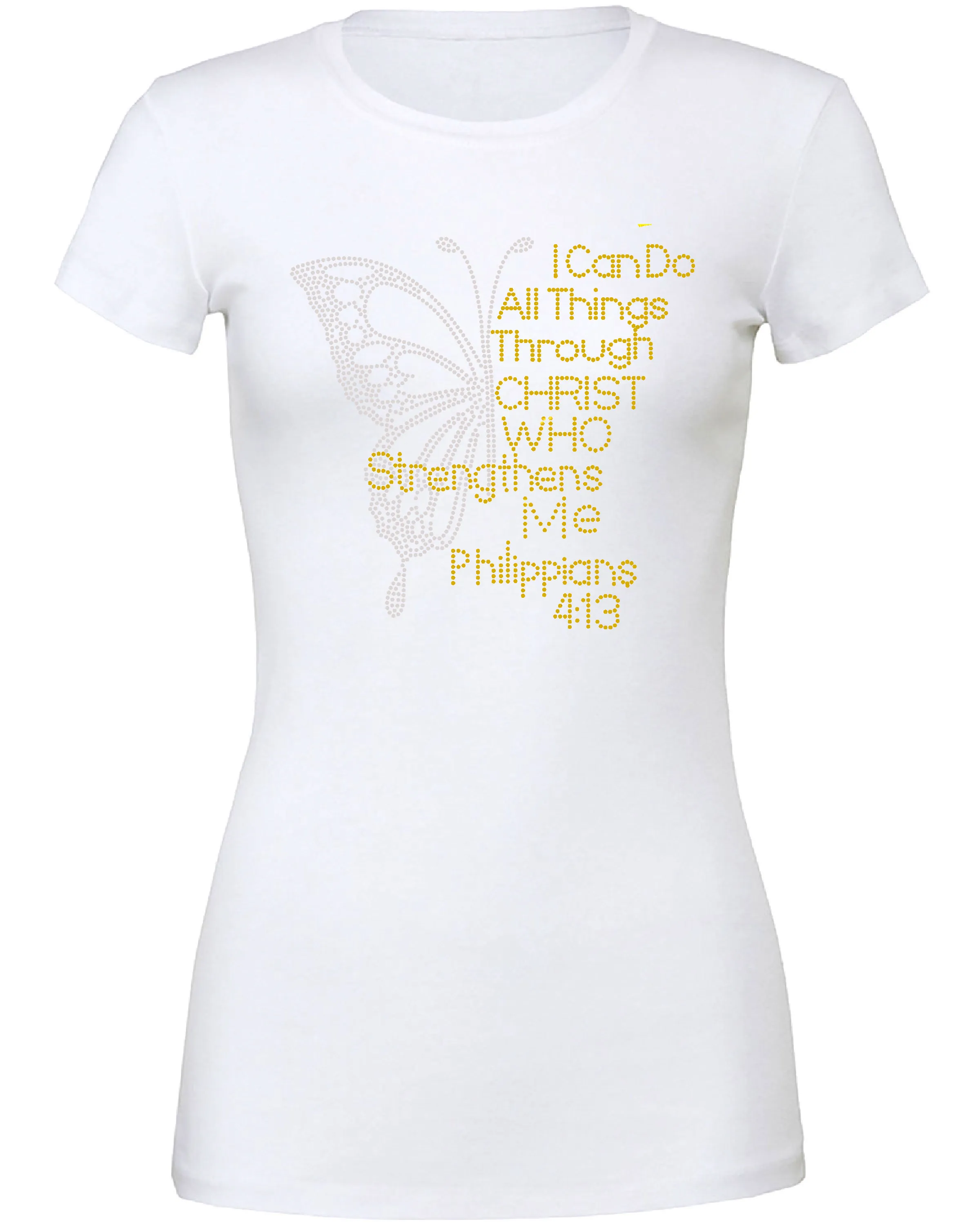 I Can Do All Things Through Christ Rhinestone Butterfly Tee