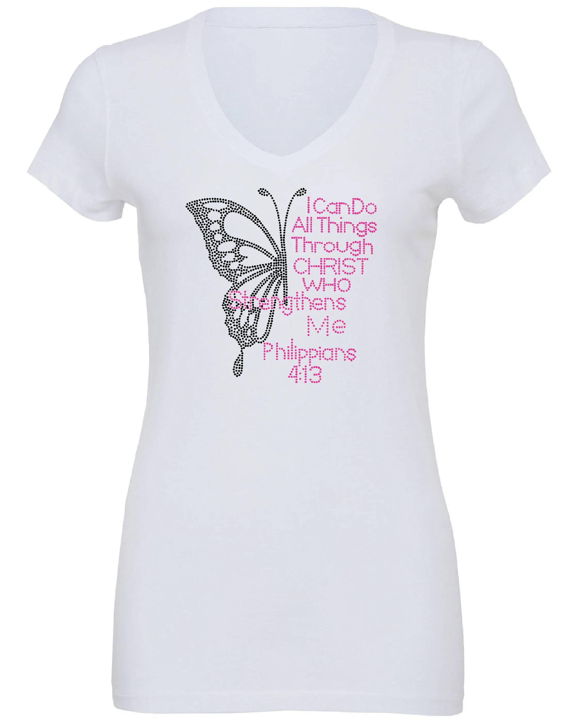 I Can Do All Things Through Christ Rhinestone Butterfly Tee