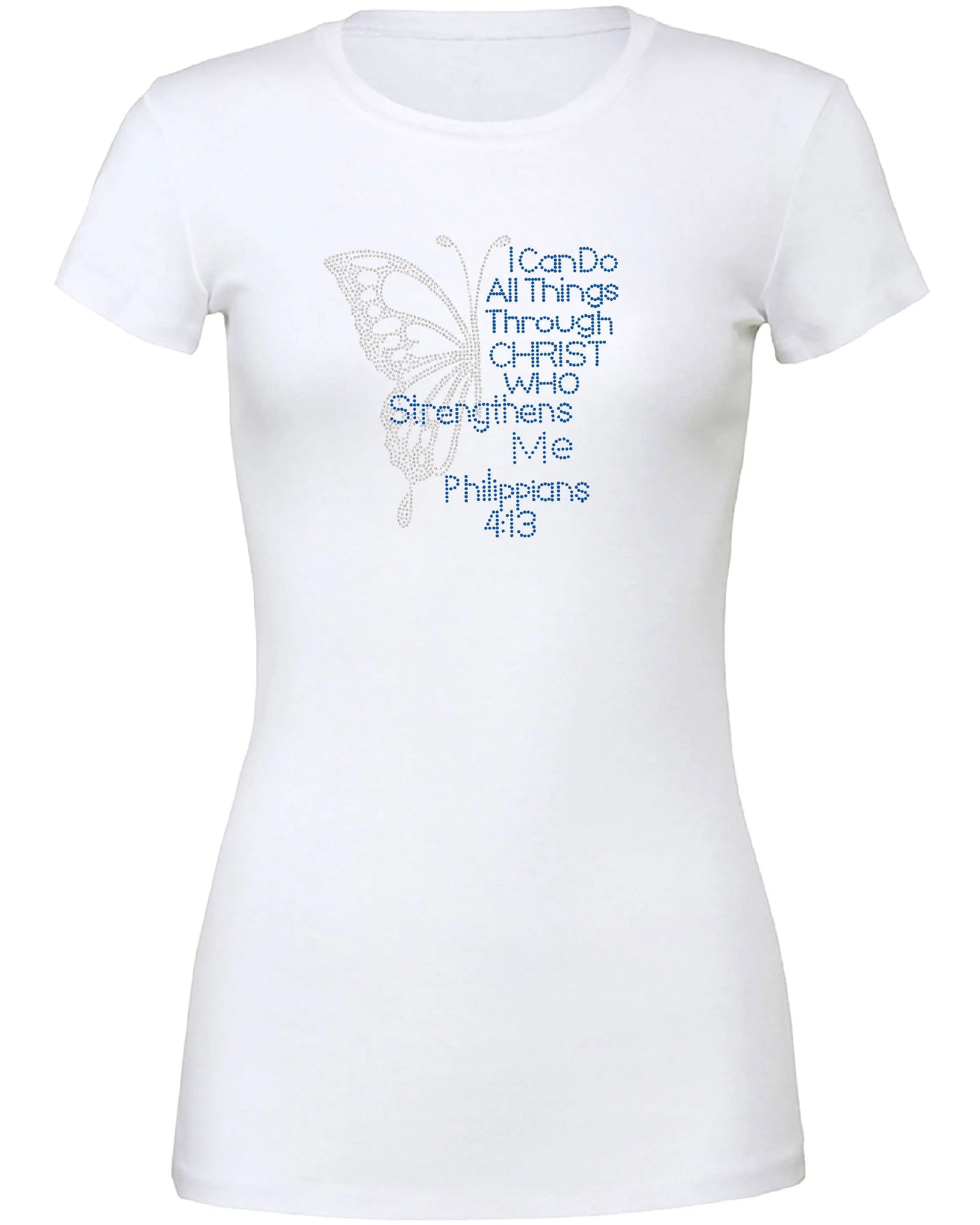 I Can Do All Things Through Christ Rhinestone Butterfly Tee