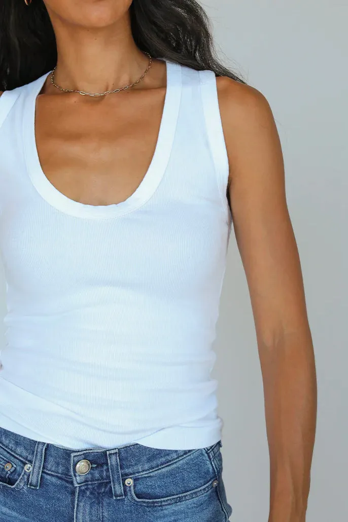 Jordan Ribbed Tank in White