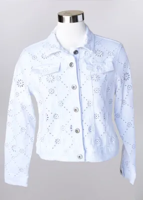 KEREN HART, LTD JACKET *MISSY* WHITE EYELET W/POCKETS