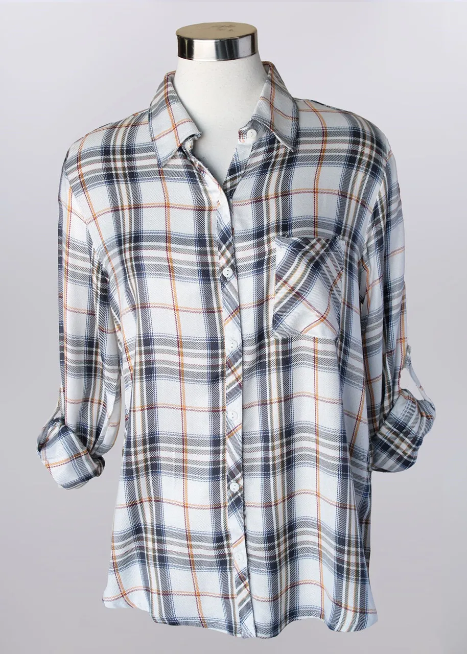 KEREN HART, LTD SHIRT *PLUS* BLACK CREAM PLAID 1 PKT