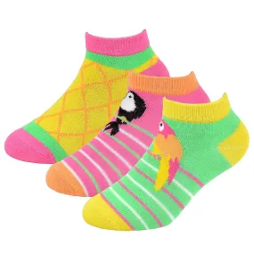 Kids Girls Bamboo Heel And Toe Trainer Socks Pack of 3 Kids Footwear Socks 2-14