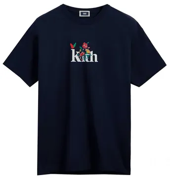 Kith Begonia Floral Serif Logo Tee Nocturnal