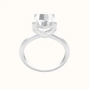 Knife Edge Engagement Ring With Double Pave V Prong Head