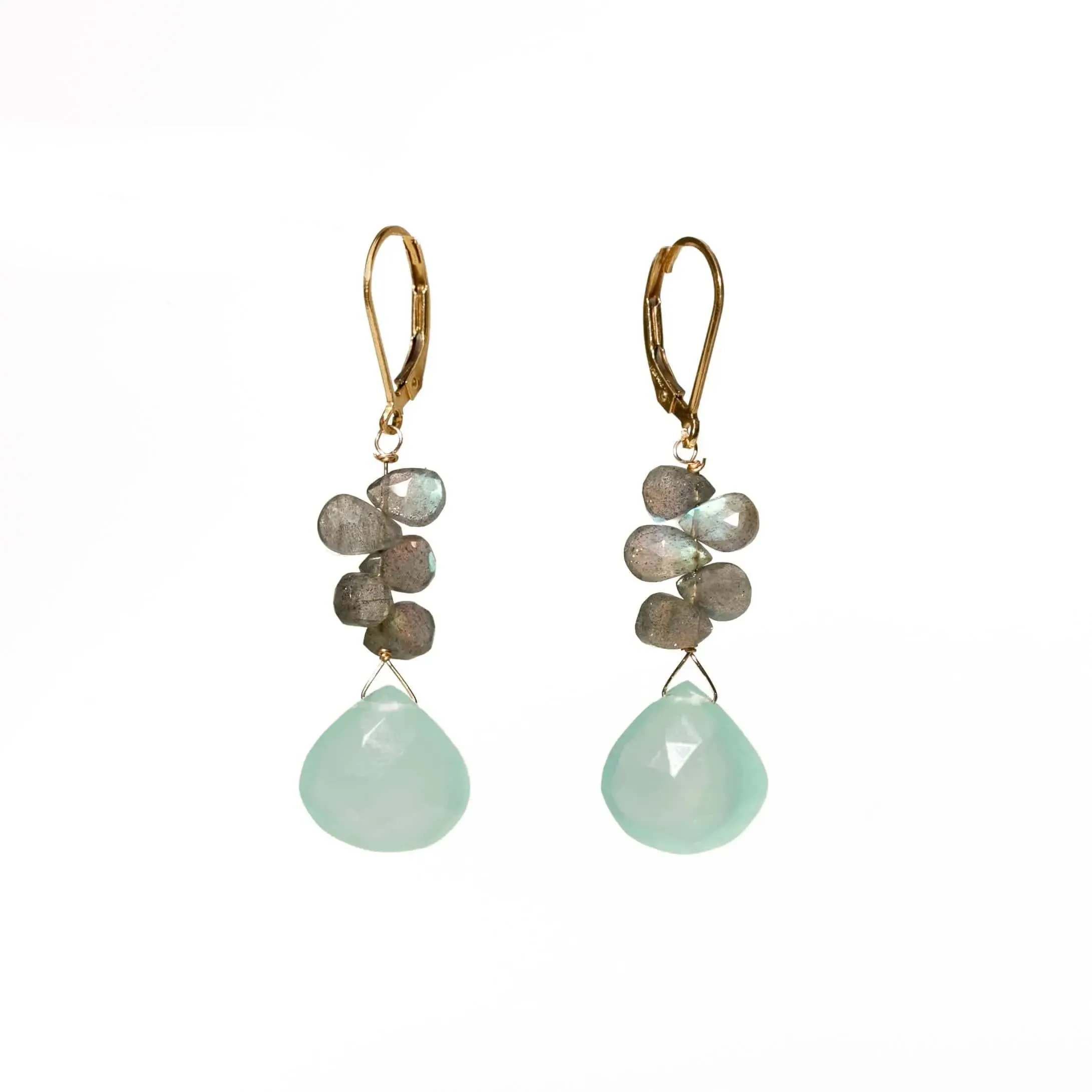 Labradorite and Chalcedony drops