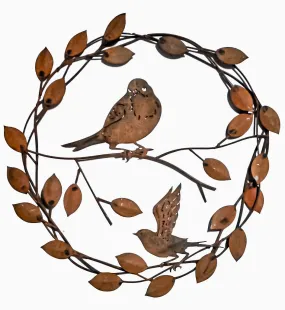 Large Bird On Branch Wreath Garden Art