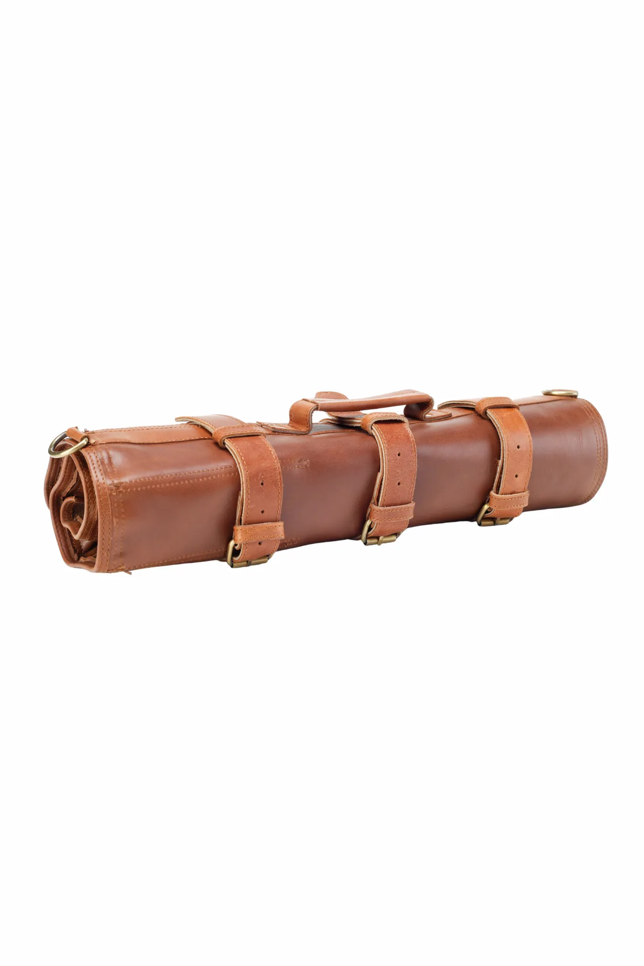 Leather Knife Roll- Bordo and Tan