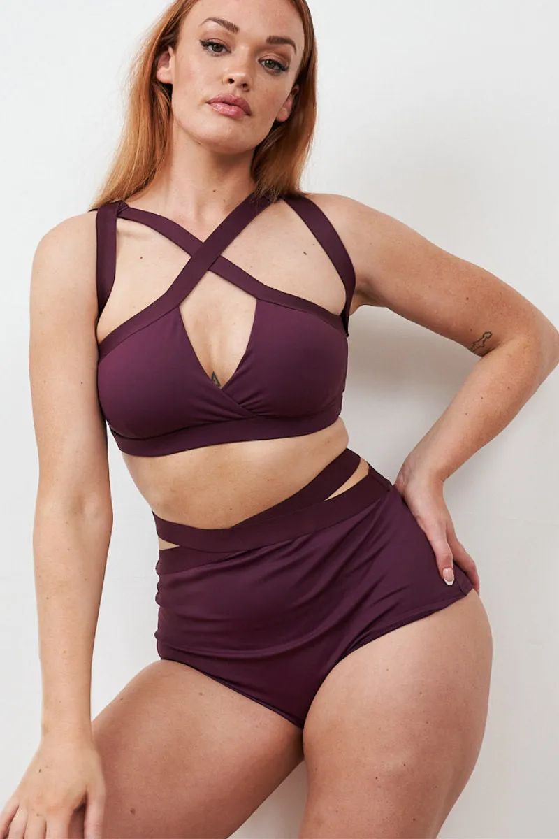 Lunalae Tia Strappy Cross Top - Mulberry - Recycled