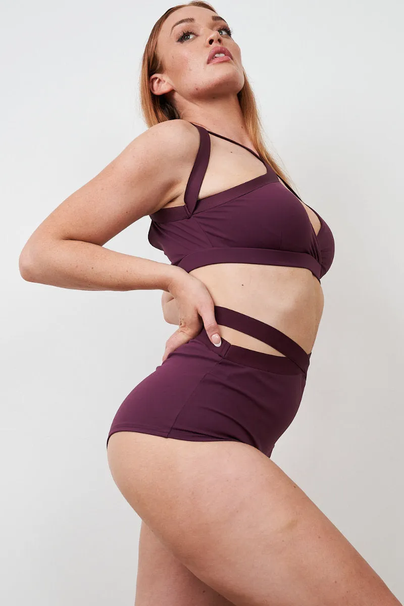 Lunalae Tia Strappy Cross Top - Mulberry - Recycled