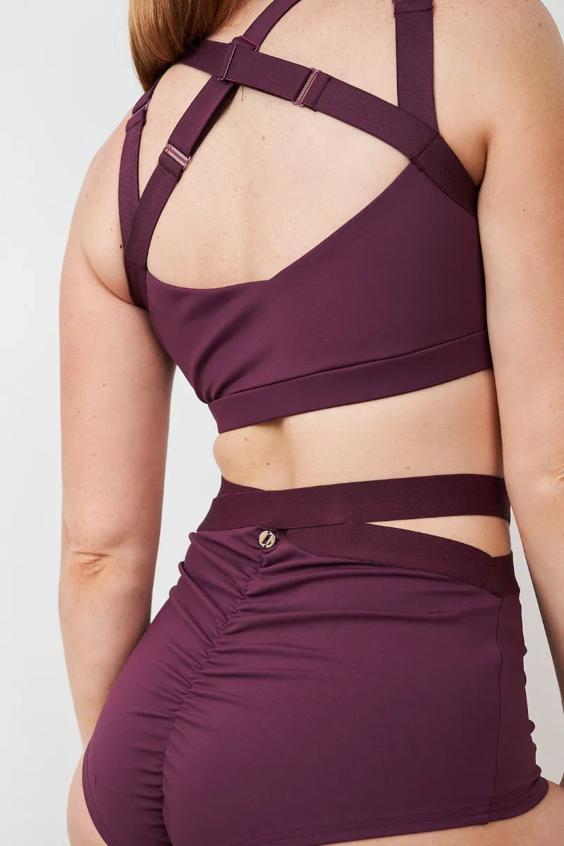 Lunalae Tia Strappy Cross Top - Mulberry - Recycled