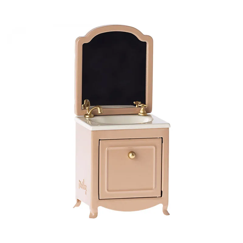 Maileg Sink Dresser with Mirror, Mouse, Dark Powder