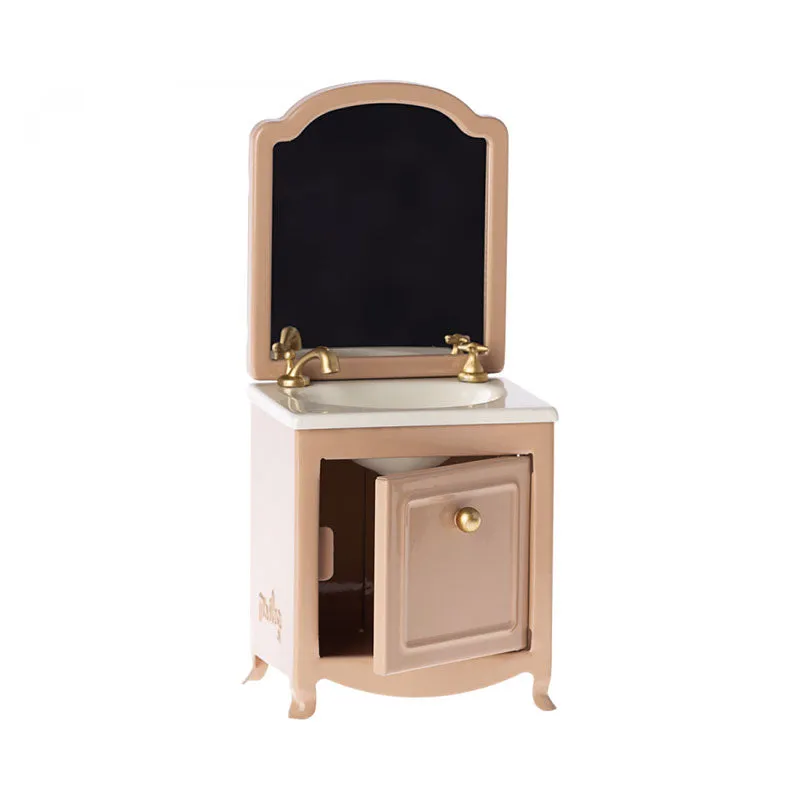 Maileg Sink Dresser with Mirror, Mouse, Dark Powder